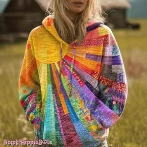 New Arrivals In Stock Cross-Border Foreign Trade Women's European And American Fashion 3D Digital Positional Printing Sun Pattern Multicolored Graffiti Sweatshirt