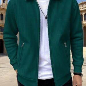 New Solid-color Pocketed Zip-up Long-sleeve Jacket Coat