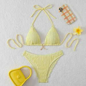 Special Fabric Drawstring Strap Swimsuit Womens Bikini