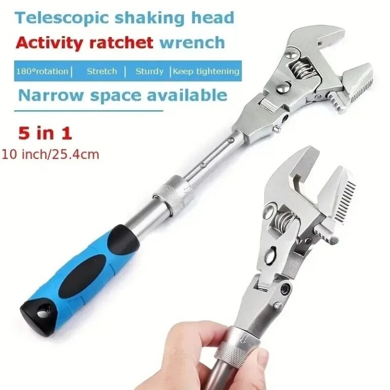5-in-1 10” Adjustable Ratchet Wrench With 180° Foldable Head – Dual Torque And Pipe Tool, No Assembly Required