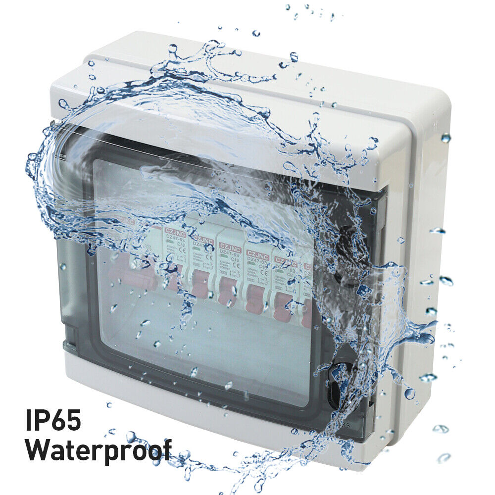 8 Way Weatherproof Garage Shed Consumer Fuse Box Mains 6 MCB Unit - Image 4