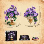 Flowers Botanicals Building Set With Vase - 2 In 1 Morning Glory Bonsai Building Blocks Plants Arrangement Vintage Wall Flower Pots Home Decor, Gift For Easter Day Adults