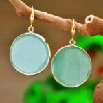 Round Natural Stone Pendant Earrings For Women