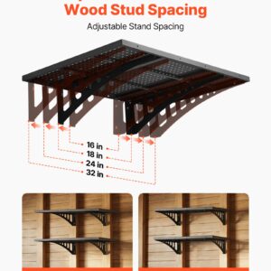 2-Tier Heavy Duty Wall Garage Shelving, 2 X 3 Ft Steel Wall Mounted Shelving Unit, 12 X 72 Inch Per Shelf Floating Storage Metal Rack For Garage With 560 Lbs Total Weight Capacity, Black