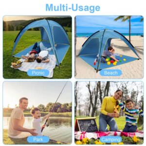 Beach Tent Sun Shelter UPF50 Add UV Protection, 6.9x6.9ft Beach Canopy Tent For 4-6 Adults, Portable Outdoor Sun Shade Tent With Carry Bag