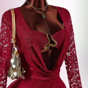 Lace Sheer Patchwork Metal-Trimmed Bodycon Mini Dress