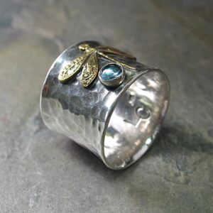 Fashionable Retro Aquamarine Dragonfly Ring