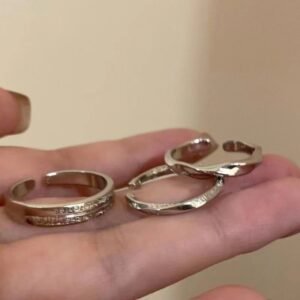 1PCS Ins Style Silver Zircon Ring For Women, Light Luxury Minimalist Design, Adjustable Open Band, Versatile Elegant Jewelry