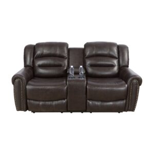 Pickup Only--Brown Semi PU Synthetic Leather 3-Piece Couch Recliner Sofa Set