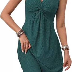 V-neck Knotted Ruched Waist Leopard Print Dress