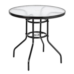 Outdoor Dining Table Round Toughened Glass Table Yard Garden Glass Table(SAME AS 93152635)