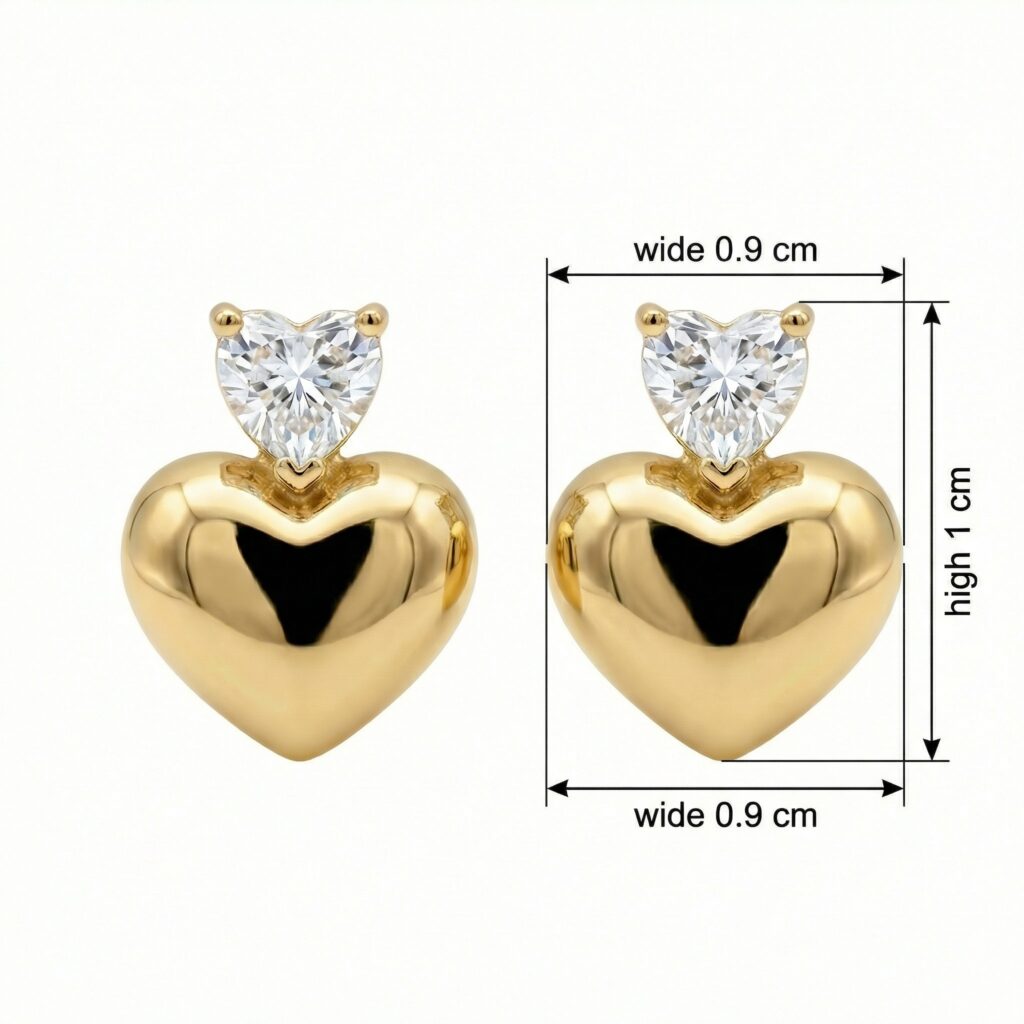 925 Sterling Silver Elegant Polished Heart Stud Earrings with Sparkling Gemstone Accents
