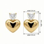 925 Sterling Silver Elegant Polished Heart Stud Earrings with Sparkling Gemstone Accents