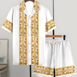 Printed Trendy Loose Short-Sleeve Shirt And Shorts Mens Set