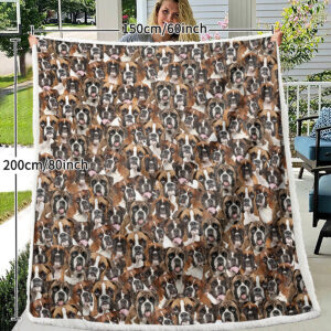 Boxer Blankets Super Soft Fuzzy Dogs Blanket For Kids Adults Cute Puppy Fleece Blanket Reversible Animal Brown Sherpa Throw Thick Lightweight Cozy Plush Blankets