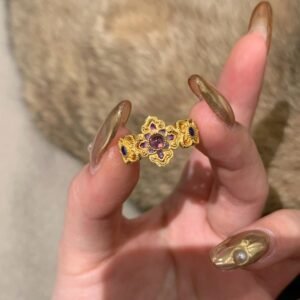 Trendy Ins Purple Enamel Butterfly Ring, Delicate Light Luxury Look, Universal Non-tarnish Jewellery