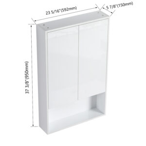 24 Bathroom Wall Cabinet Soft Close Doors Float Mounting Design Glossy White KD- Packing