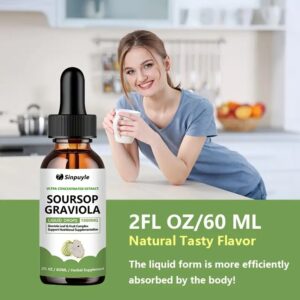Soursop Graviola 1800mg Ultra Concentrated Liquid Drops - Leaf & Fruit Herbal Supplement, Immune Support, 60ml