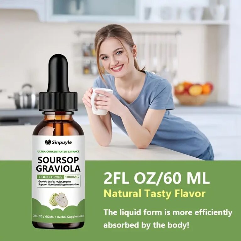 Soursop Graviola 1800mg Ultra Concentrated Liquid Drops – Leaf & Fruit Herbal Supplement, Immune Support, 60ml