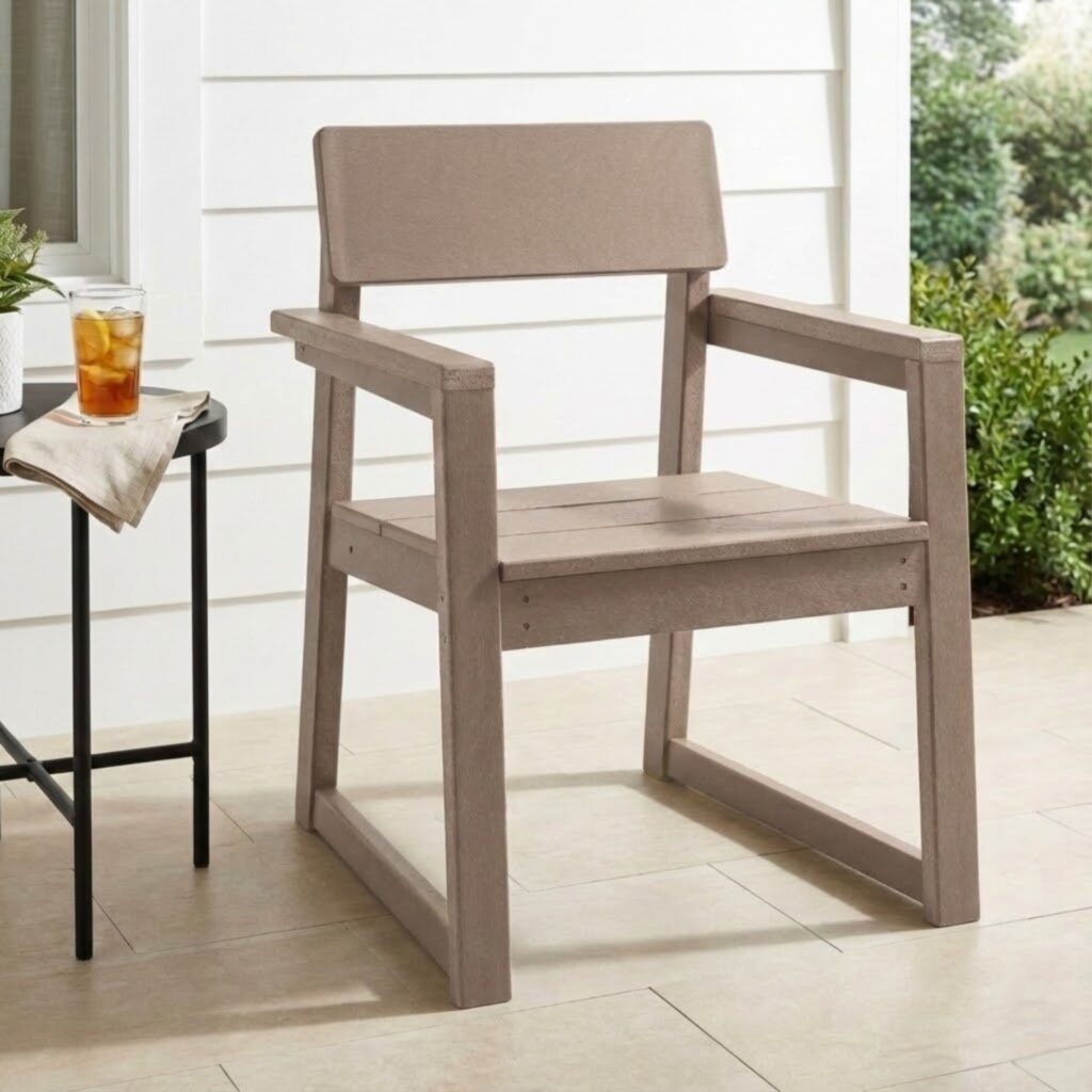 Antique Wood Color HDPE Outdoor & Garden Armchairs With Backres Modernist Designt Chairs