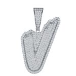 Fashion Design 26 Letters - V Set With Top Quality Morganite. Luxurious Fashion And Luxury Trend Jewelry Silver Pendant Necklace. Made Of S925 Silver Electroplated With Platinum.