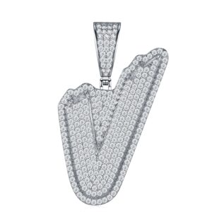 Fashion Design 26 Letters - V Set With Top Quality Morganite. Luxurious Fashion And Luxury Trend Jewelry Silver Pendant Necklace. Made Of S925 Silver Electroplated With Platinum.