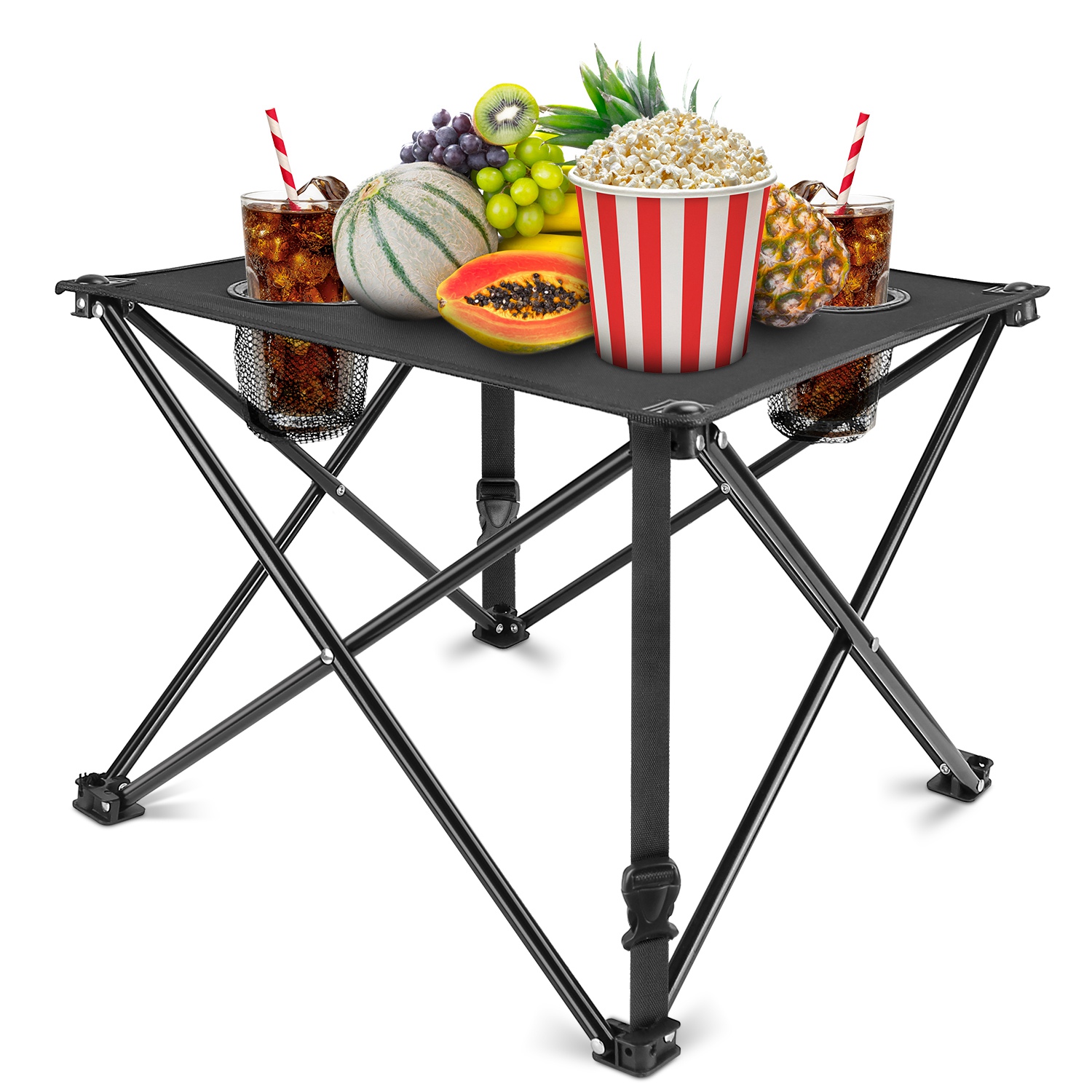 1Pc 2Pc Options Foldable Camping Table Portable Picnic Table Lightweight Travel Desk With 2 Cup Holders Carrying Bag Color Options Black Orange Green Red Blue Navy Blue - Image 43