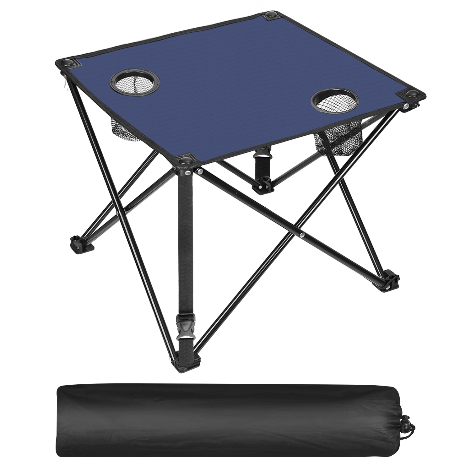 1Pc 2Pc Options Foldable Camping Table Portable Picnic Table Lightweight Travel Desk With 2 Cup Holders Carrying Bag Color Options Black Orange Green Red Blue Navy Blue - Image 28