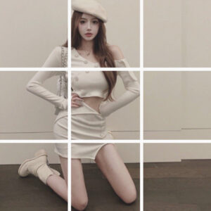 Early Autumn Pearl Button Short Top And Sheath Skirt Set