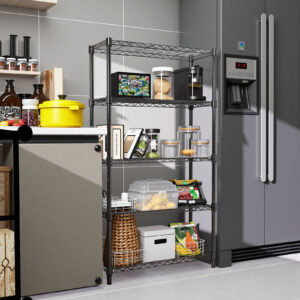 1250 Lbs Steel Heavy Duty 5-Tier Utility Shelving Unit Steel Organizer Wire Rack For Home,Kitchen,Office,Black 13.8 D X 23.6 W X 62.4 H