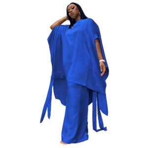 Set Stylish Shawl-Style Top And Workwear Wide-Leg Pants