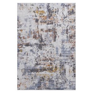 PAYAS 6X9 Ivory Blue Abstract Area Rug