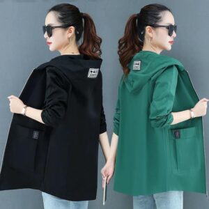 Women's Fashion Mid-Length Plus-Size Hooded Jacket