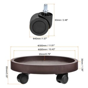 8 Pack Plant Caddy With Wheels, Heavy Duty 12.2 Inch Rolling Plant Stand For Moving Potted Flowers Indoor Outdoor, Brown