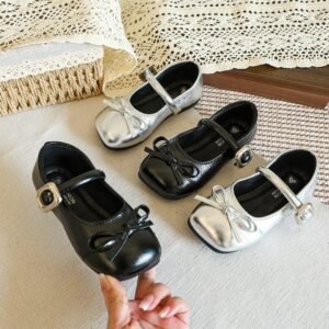 Girls' Leather Shoes, Shallow Mouth Princess Shoes, Korean Version, Girls' Fashionable, Versatile, Casual Single Shoes