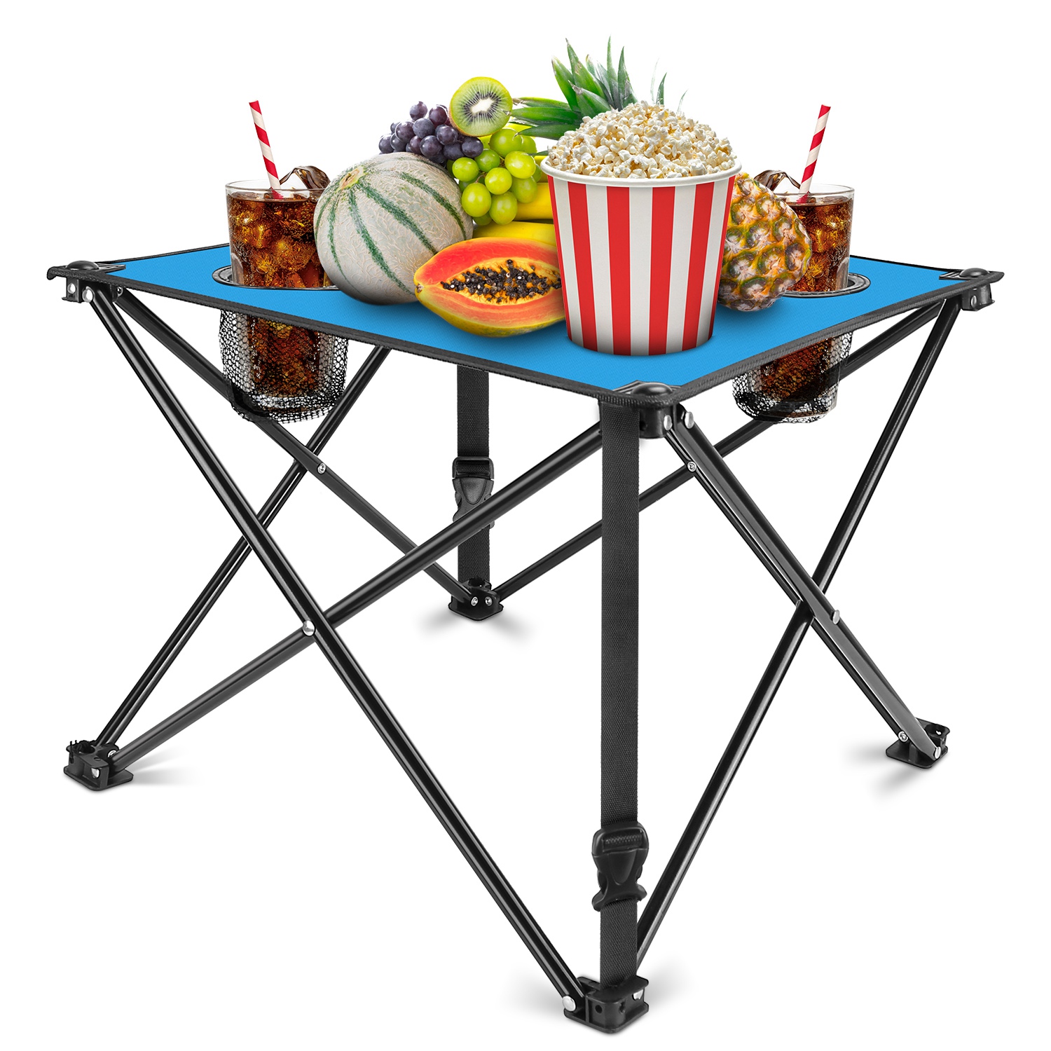 1Pc 2Pc Options Foldable Camping Table Portable Picnic Table Lightweight Travel Desk With 2 Cup Holders Carrying Bag Color Options Black Orange Green Red Blue Navy Blue - Image 37