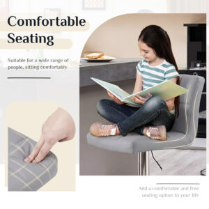 Bar Stools Set Of 2, Counter Height Barstools,Square Seat Cushion Barstool With Back, Height Adjustable PU Leather Swivel Barstool