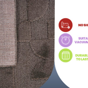 Step High-Low Brown Indoor Area Rug, Modern, Contemporary, Geometric, Bohemian, Bedroom, Kitchen, Living Room, Non Shedding Carpet