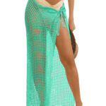 Fisoew Womens Crochet Swimsuit Coverups Hollow Out Bikini Wraps Swimwear Bathing Suit Cover Up Beach Maxi Skirt