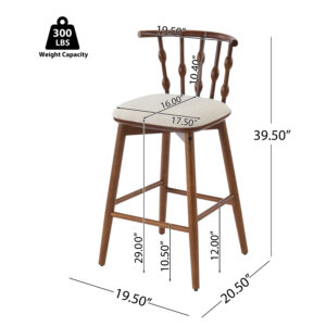 Doria Indoor Wooden Barstool Walnut Finish With Beige Upholstery Set Of 2