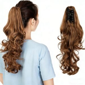 Clip-in Ponytail Hair Extension 22 Inches Wavy CurlySynthetic Wig For Women High-Quality Hairpiece Easy-to-Wear Lightweight
