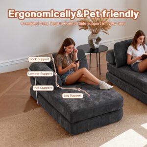 104 Boneless Sofa,Sectional Compressed Couch With Chaise, Deep Seat Modular Sectional Sofa Chenille Memory Foam Sofa Boneless Couches For Living Room Bedroom, No Assembly Required
