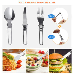 Outdoor Portable Camping Cookware Set Hiking Cooking Pot Gas Stove Tableware Kit