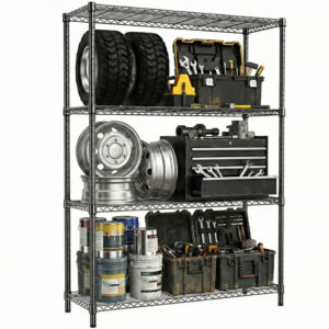 1400 LBS Garage Black Shelving Wide Storage Shelves 4 Tier Adjustable Heavy Duty Metal Wire Rack Standing Shelf Unit For Kitchen Office College Dorm Garage Warehouse 15.8 X 45.8 X 59.4