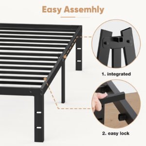 Heavy Duty Metal Bed Frame With Sturdy Steel Slat Support, No Box Spring Needed