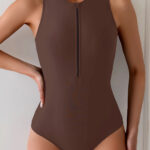 Women's One-piece Zip-up Cropped Sleeves