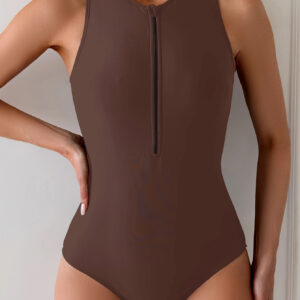 Women's One-piece Zip-up Cropped Sleeves