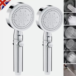 Bath Shower Head High Pressure 5 Mode Large Chrome Handset Heads Water Saving UK