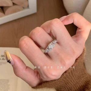 Vintage Hollow Out Lace Ring, Luxury Buccellati-Style Zircon Open Band Ring, Light High-End Vibe