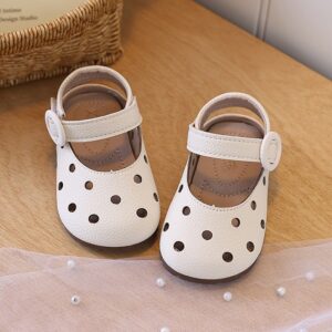 Soft Soled, Non Slip, Breathable, Baotou Style Walking Beach Sandals, Perforated Shoes, Leather Shoes, Cute For Infants And Young Children